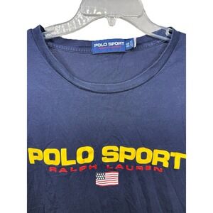 VTG Polo Sport Ralph Lauren Mens 4XB/4TG Navy Blue Short Sleeve T-Shirt USA Flag